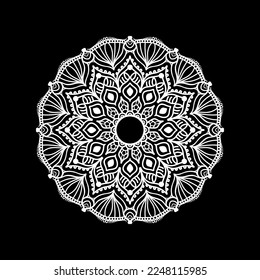 Plantilla de diseño de Mandala con fondo negro