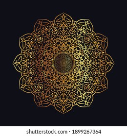 Plantilla de diseño Mandala, color oro puro Mandala 