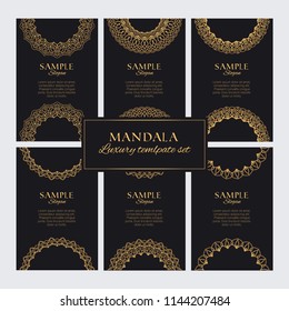 Mandala design template vector collection. Set of luxury golden oriental ornaments and round frames for identity, web, prints and decor