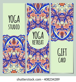 Mandala design template for yoga studio business card, vector illustration.