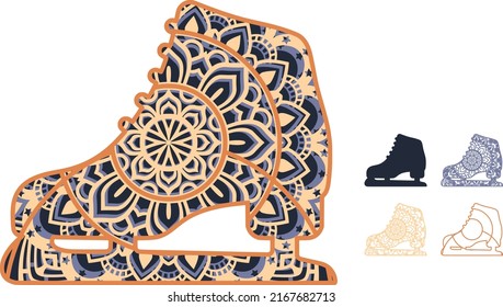 Mandala design. This design consists of several layers. You can change the color and size of the design. Cut each layer and glue together.