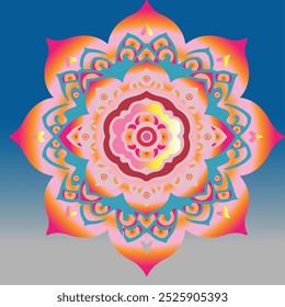Un diseño de mandala típicamente presenta intrincados patrones geométricos que irradian desde un punto central, simbolizando la unidad y la armonía. El diseño a menudo incluye Formas circulares repetidas, Elementos florales y