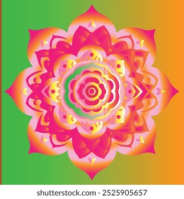 Un diseño de mandala típicamente presenta intrincados patrones geométricos que irradian desde un punto central, simbolizando la unidad y la armonía. El diseño a menudo incluye Formas circulares repetidas, Elementos florales y