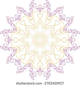  Diseño de mandala con tonos púrpura y amarillo