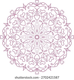 Mandala design in vector file with dark pink colour