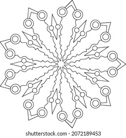 Mandala Design vector High Definition, tattoo, black and white, coloring page