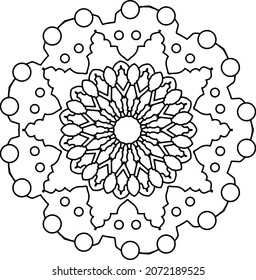 Mandala Design vector High Definition, tattoo, black and white, coloring page