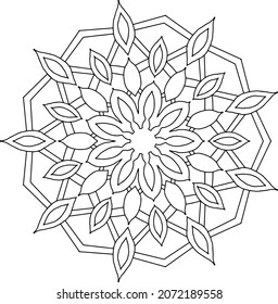 Mandala Design Vektorgrafik High Definition, Tätowierung, Schwarz-Weiß, Farbseite