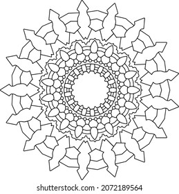 Mandala Design vector High Definition, tattoo, black and white, coloring page