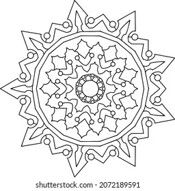 Mandala Design vector High Definition, tattoo, black and white, coloring page