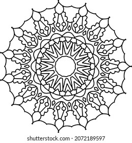 Mandala Design vector High Definition, tattoo, black and white, coloring page