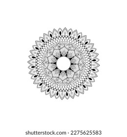 Mandala design, vector illustration of Asian art with symmetrical geometrical elements, ideal for doodling, tattoo, coloring books, presentations, banners, posters