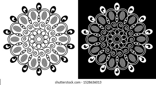 Mandala Design vector line art with black and white background