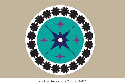 Mandala Design with Vector.Black and White Colour Mandala Design