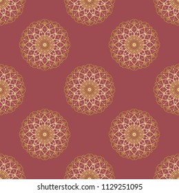 Mandala design. Vintage design elements. Oriental sari pattern, vector illustration. Islam, аrabic, indian, moroccan, spain, turkish, victorian
chinese motifs. Fabric round ornaments. Kitchen tile.
