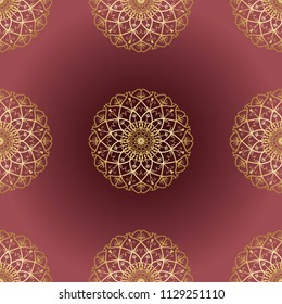 Mandala design. Vintage design elements. Oriental sari pattern, vector illustration. Islam, аrabic, indian, moroccan, spain, turkish, victorian
chinese motifs. Fabric round ornaments. Kitchen tile.
