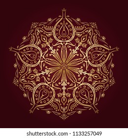 Mandala design. Vintage design elements. Oriental sari pattern, vector illustration. Islam, аrabic, indian, moroccan, spain, turkish, victorian
chinese motifs.Fabric ornaments. Kitchen tile.Wallpaper
