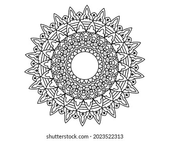 Mandala Design für Hochzeitskarte, Hintergrund, Tattoo, Technik, Farbbuch, Farbseite, Mandala Circular Muster