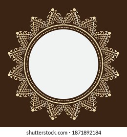 Mandala, designer frame, circle.Designer decorative frame.Beautiful elegant vector element for design and place for text. Border for any of ideas.Lace image in the form of a circle or sun.