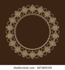Mandala, designer frame, circle.Designer decorative frame.Beautiful elegant vector element for design and place for text. Border for any of ideas.Lace image in the form of a circle or sun.