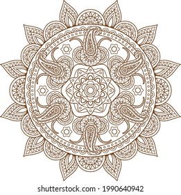 Mandala desing flower design indian mehndi icon isolated