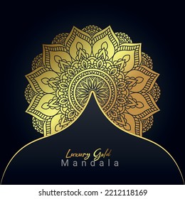 Mandala Mandala Diamond Elegant Ornamental luxury mandala pattern, luxury ornamental mandala design background in gold color White invitation card