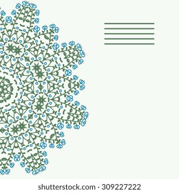 Mandala. Doily lace, circle background with many details, looks like crocheting handmade lace, lacy arabesque designs.Orient traditional ornament. Oriental motif.