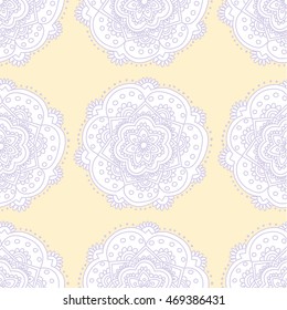 Mandala doodle art vector seamless pattern