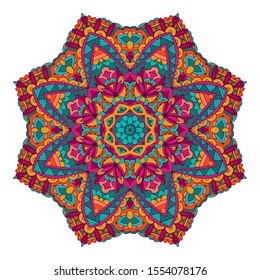 Mandala doodle decorated background. Abstract geometric vector tiled boho ethnic seamless pattern ornamental.