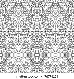 Mandala doodle drawing. seamless ornament. Ethnic motives. Coloring