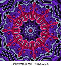 Mandala Doodle Linie dekoriert Hintergrund. Abstrakter geometrischer, nahtloser, boho-ethnischer Muster-Zierstoff