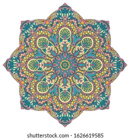 Mandala doodle lines decorated background. Abstract geometric tiled boho ethnic seamless pattern ornamental. Hand drawn hipster tangle graphic print