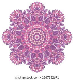 Mandala doodle lines decorated background. Abstract geometric tiled boho ethnic seamless pattern ornamental.