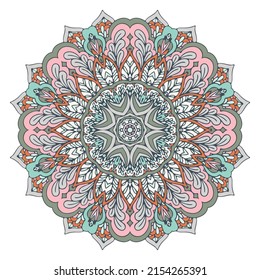 Mandala doodle lines decorated background. Abstract boho ethnic seamless pattern ornamental.