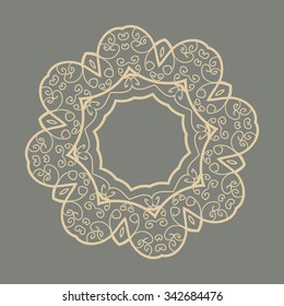 Mandala Doodle Print on Gray Background
