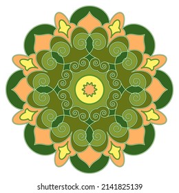 Mandala with a doodle and zentangle pattern on a white background. Decorative design element