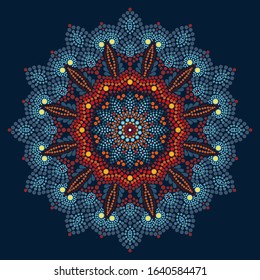 mandala in dots on the dark background