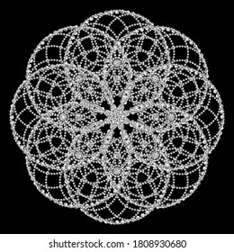 Mandala. Dotted Halftone Vector Spiral Color Pattern or Texture. Stipple Dot Backgrounds with hexagones