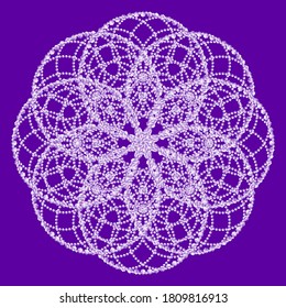Mandala. Patrón de color espiral vectorial de semitono con puntos o textura. Fondos de puntos rígidos con hexagones