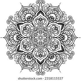 mandala drawing for coloring, tattoo