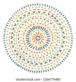 Mandala drawn by hand in a vintage style. Circle pattern. Grunge texture. Vector illustration.