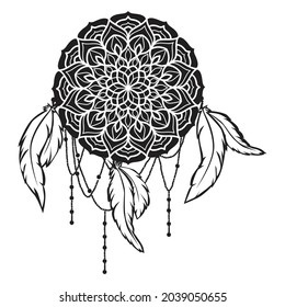 catcher de sueños mandala, arte vectorial