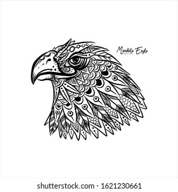 Mandala eagle bird design vector. Tribal animal line art style. Hand drawn fauna silhouette logo icon. original concept. vintage modern look. apply to web site, paper, shirt, wall paint picture, phone
