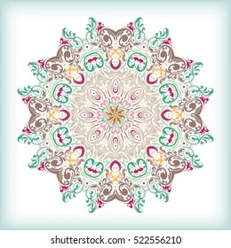 Mandala Eastern abstract motif. Hand painted texture background. Islam, Arabic, Indian, Ottoman ornament pattern. Abstract flower. Decorative elements for design print. EPS 10