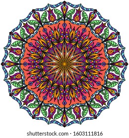 Mandala. Eastern ornament. Vector pattern for tattoo, painted henna. An element of psychological relief. Ethnic motif for images on fabric, paper, glass.