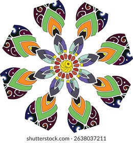 mandala eight line simple design vector