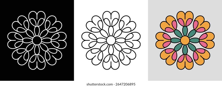 Mandala with elegant marigold petals and dynamic bright accents for vibrant decor.