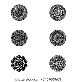 Mandala. Elemen dekoratif dengan lingkaran untuk desain buku, bahan cetak, undangan pernikahan atau perayaan, untuk album.