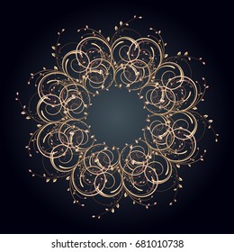 Mandala element for design. Luxury vector colorful mandala on the dark  background. 