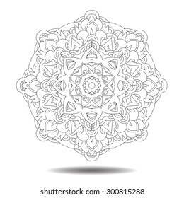 Mandala element. Symmetric zentangle. Vector illustration. Abstract doodle background. Good for cards, invitations, presentations, party, bag, t-shirt, marketing materials. Indian east style.